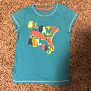 Light blue puma tee shirt, size youth largest